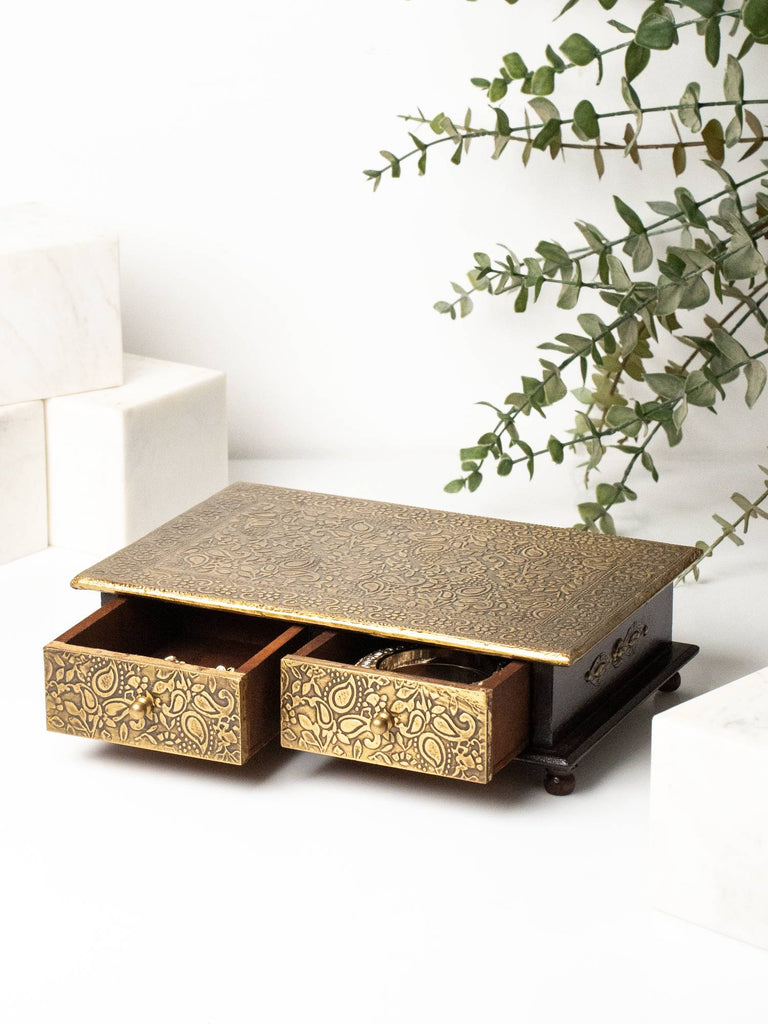 Elements of piharwa Handcrafted Brass Fitted Wooden Storage Box