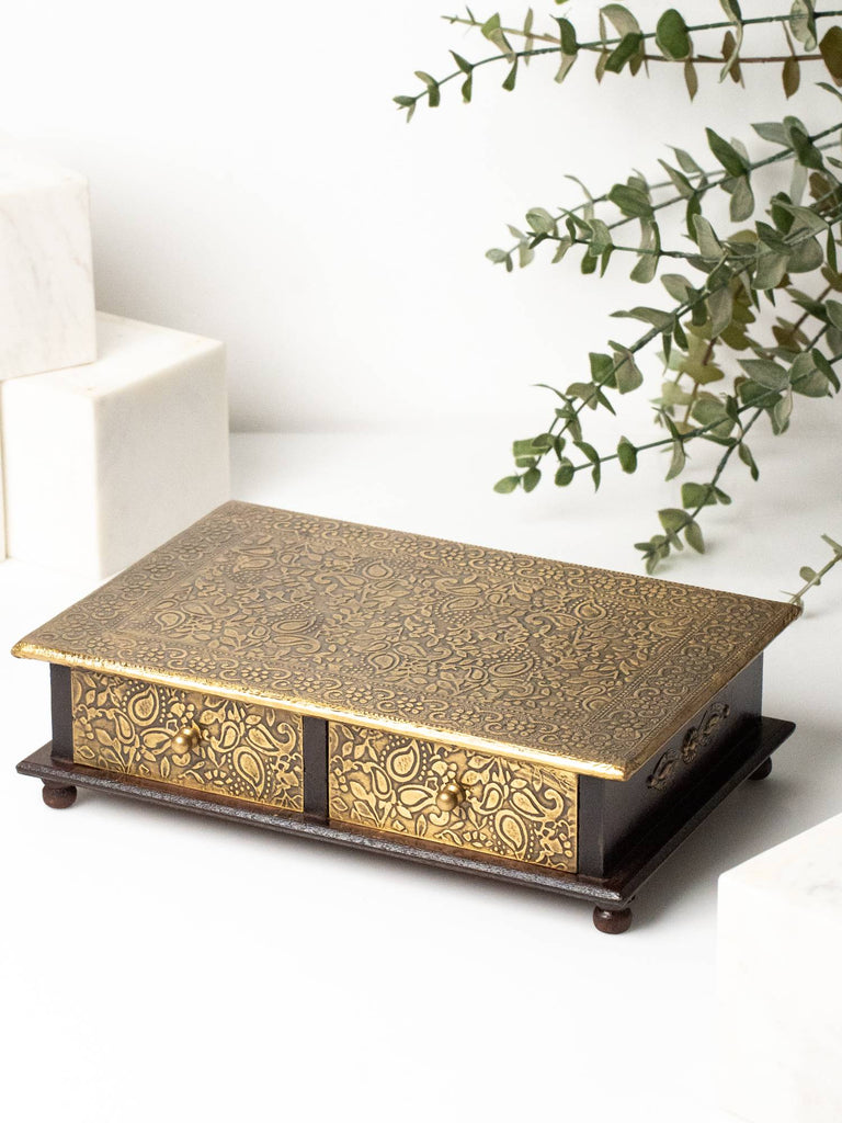 Elements of piharwa Handcrafted Brass Fitted Wooden Storage Box