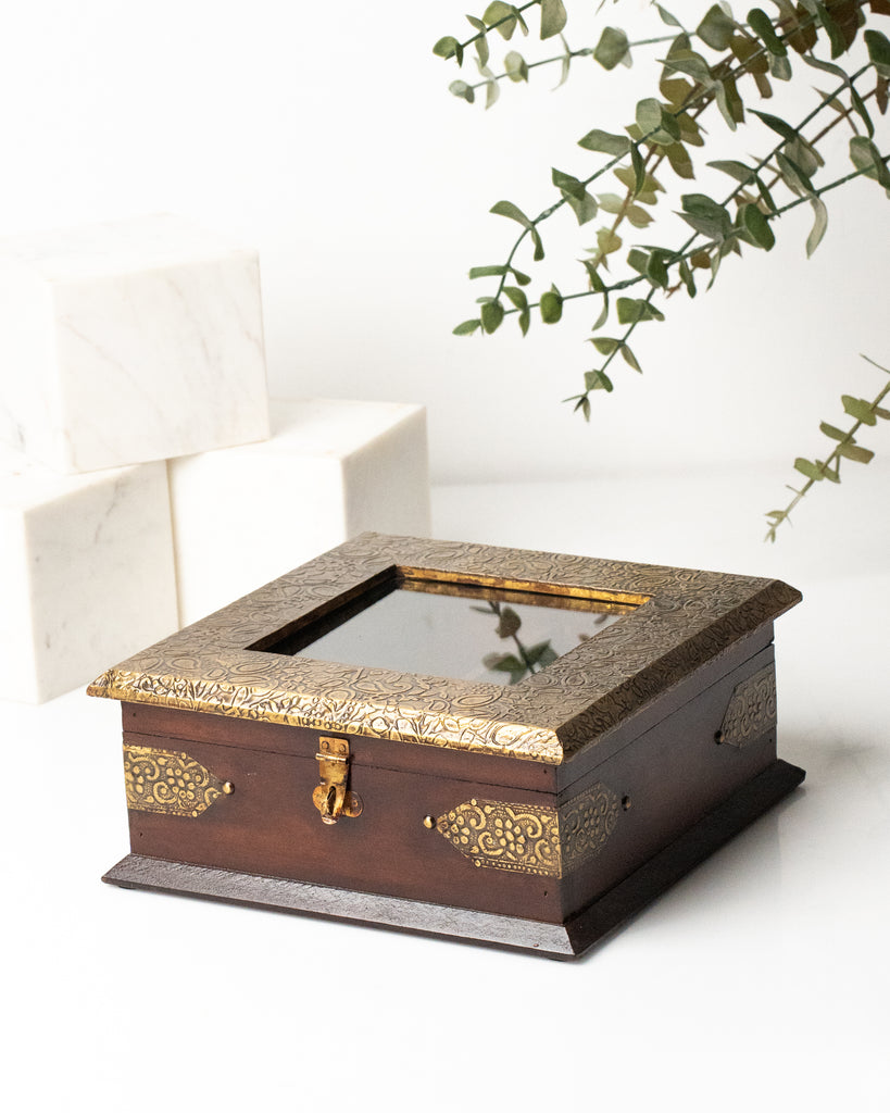 Elements of Piharwa Wooden brass fitted multipurpose storage box