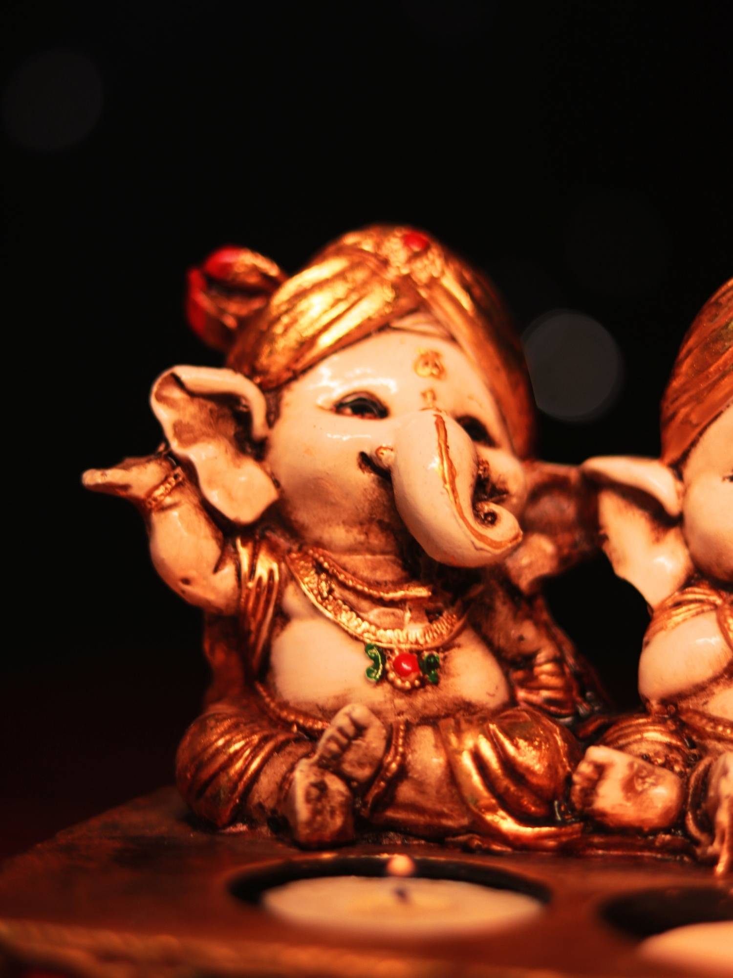 Decoratve ganesga idols with tea light holders, perfect for keeping it in home temple, or as showpiece - perfect diwali gift