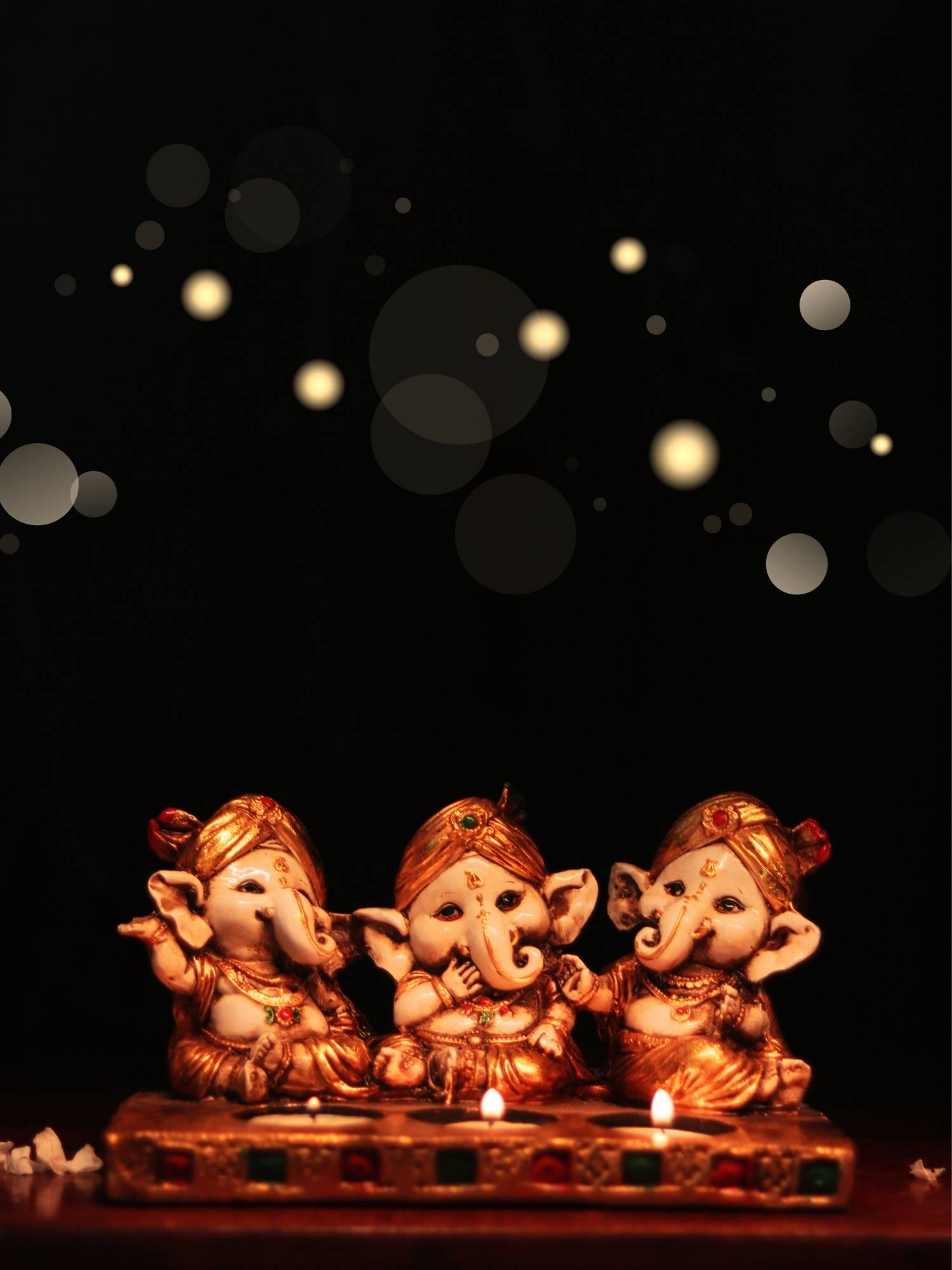 Decoratve ganesga idols with tea light holders, perfect for keeping it in home temple, or as showpiece - perfect diwali gift
