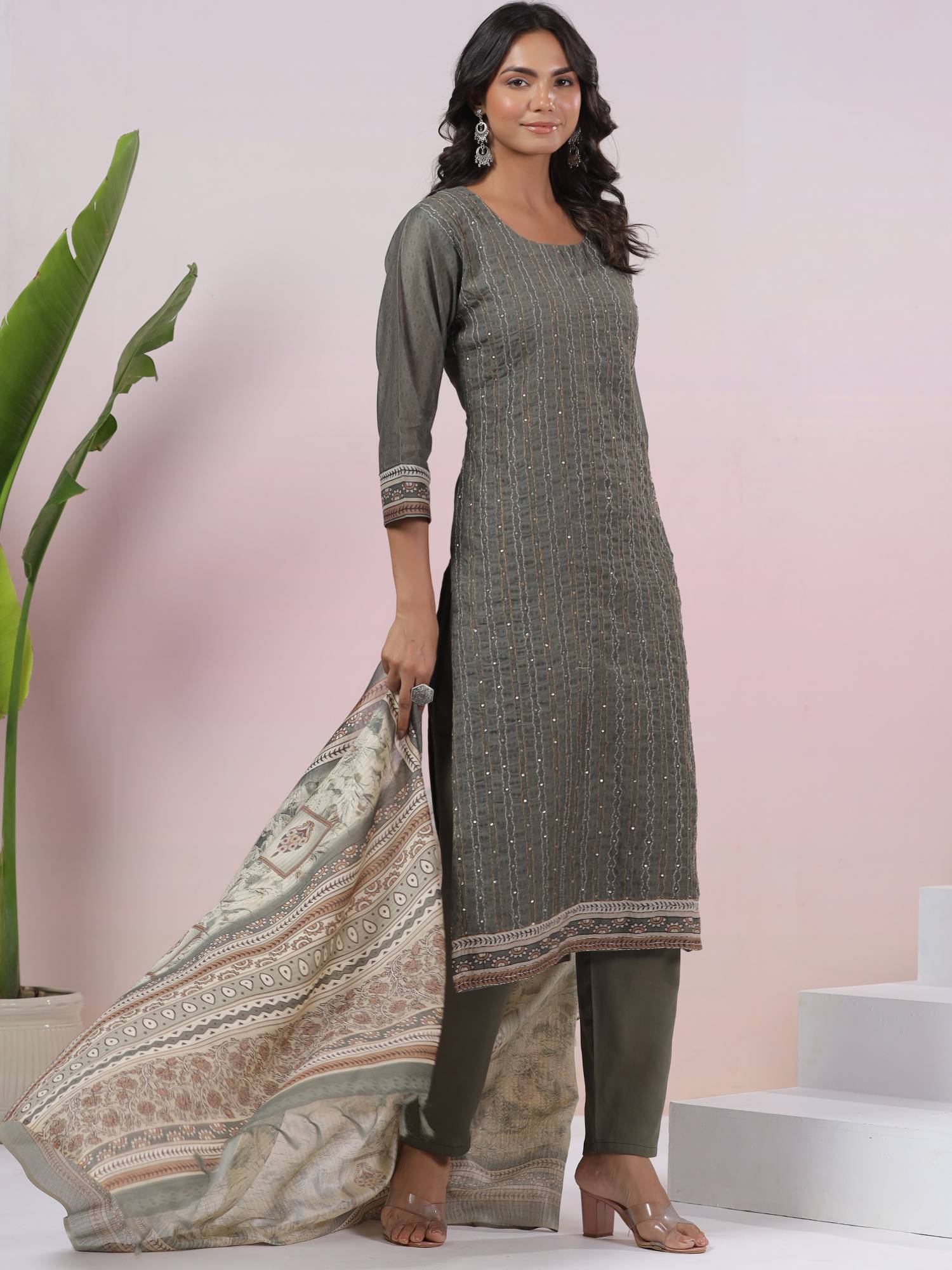 Piharwa Chanderi Katha Suit Set