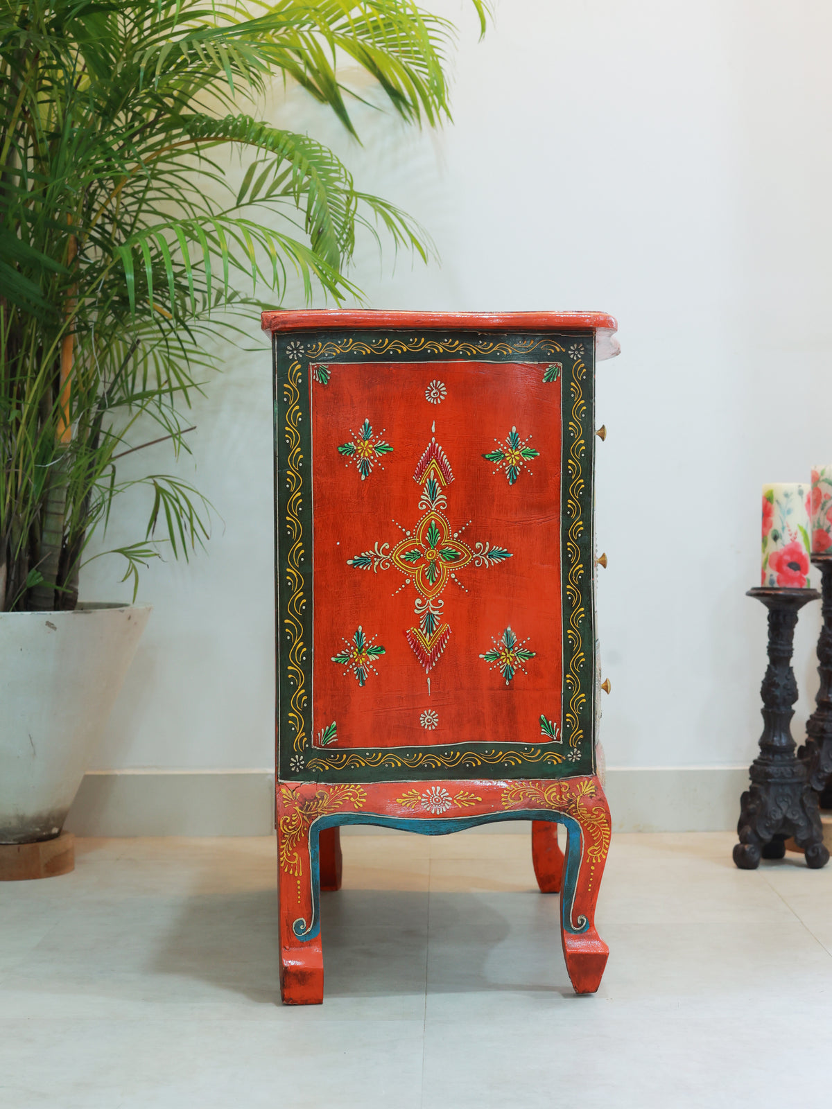 Piharwa Handpainted Three Bedside Drawer
