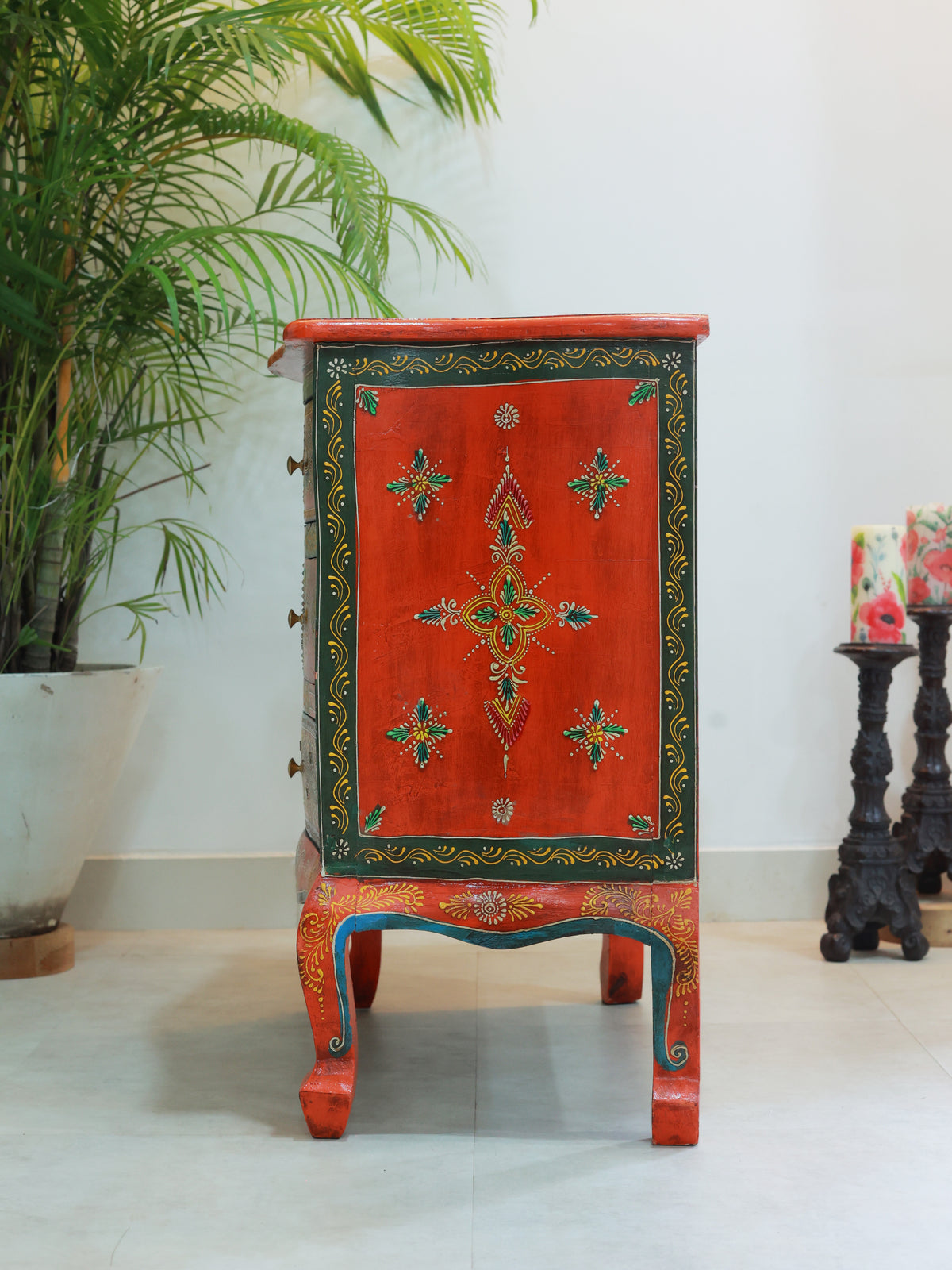 Piharwa Handpainted Three Bedside Drawer