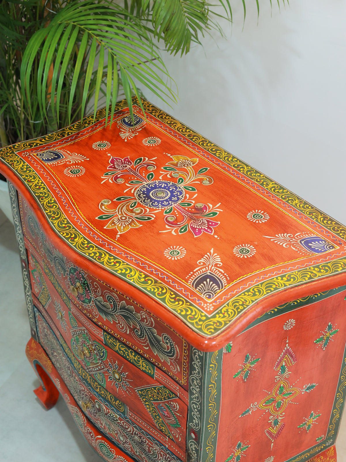 Piharwa Handpainted Three Bedside Drawer