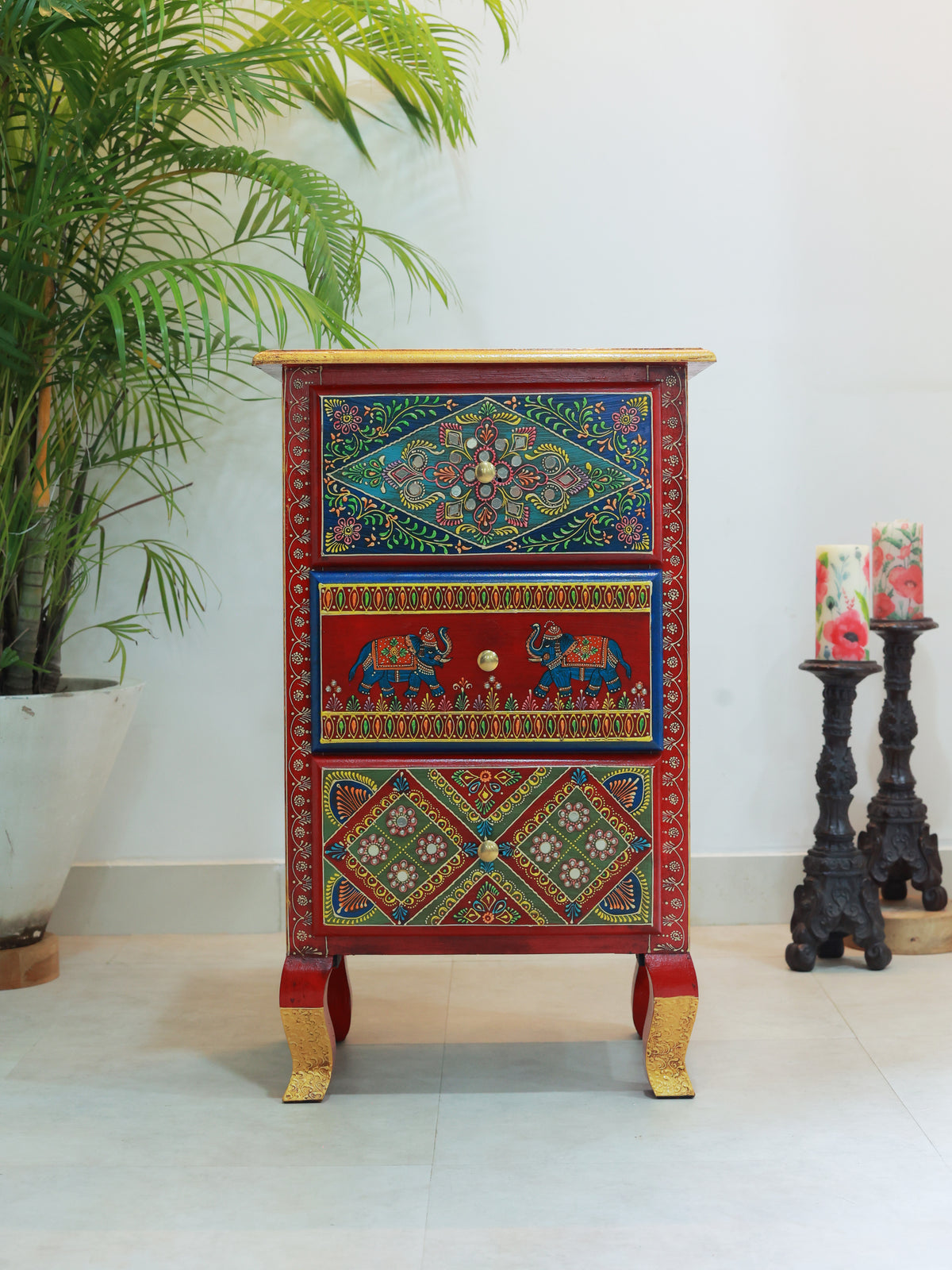 Piharwa Chitrakala Hand-Painted Chest of Drawers