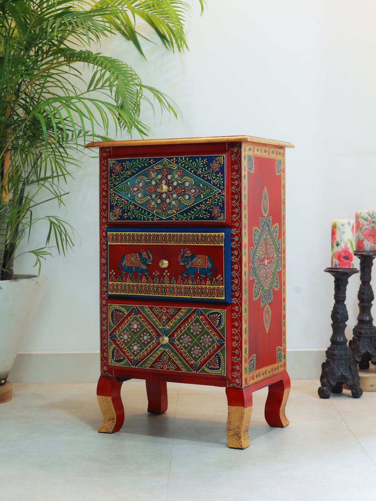 Piharwa Chitrakala Hand-Painted Chest of Drawers