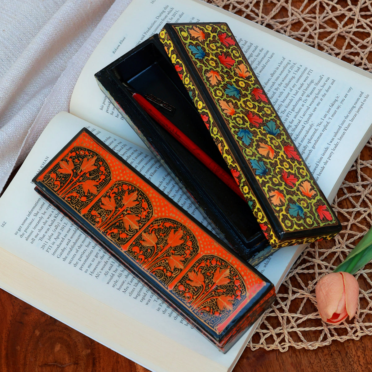 Vintage Artistry Wooden Pen Box – Piharwa India