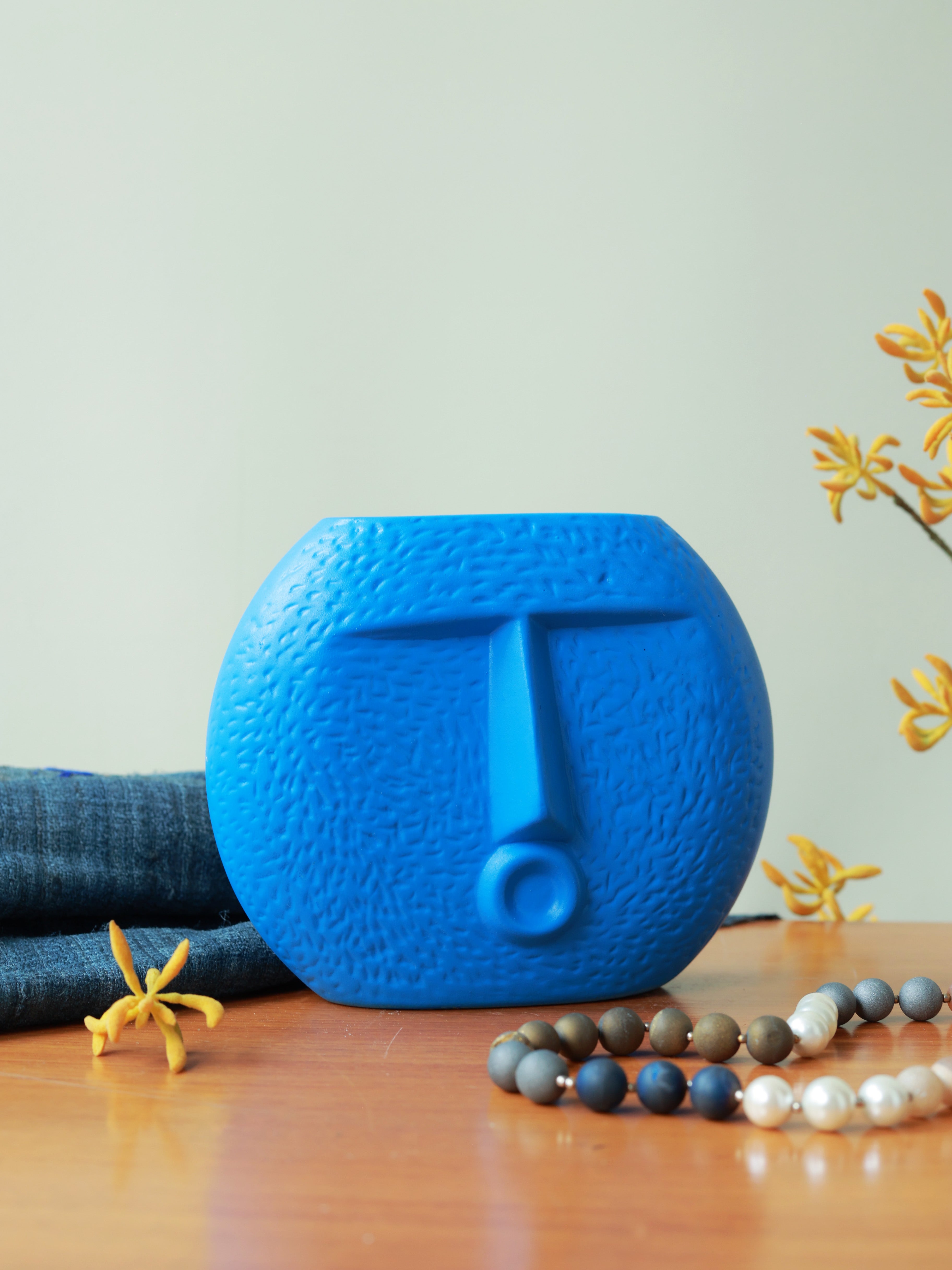 Piharwa Nirvana Face Pot - Dark Blue